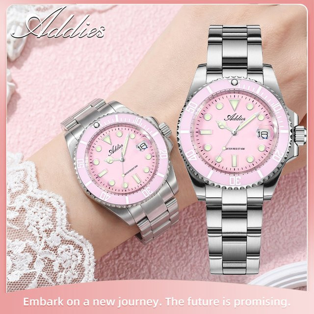 Addies Armbanduhr Damen, Quarz, Edelstahl, Rosa, 5 ATM - Bild 1