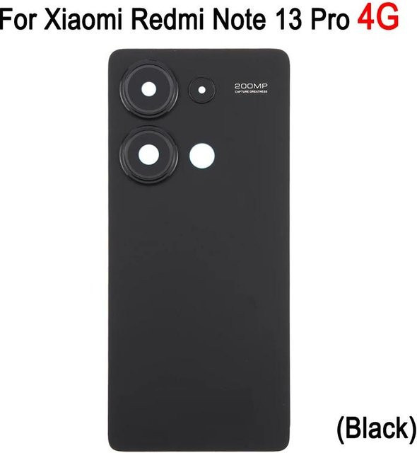 Xiaomi Redmi Note 13 Pro 4G / 5G Ersatz Akku-Rückseite mit Kamera-Objektivabdeckung in Schwarz - Bild 1