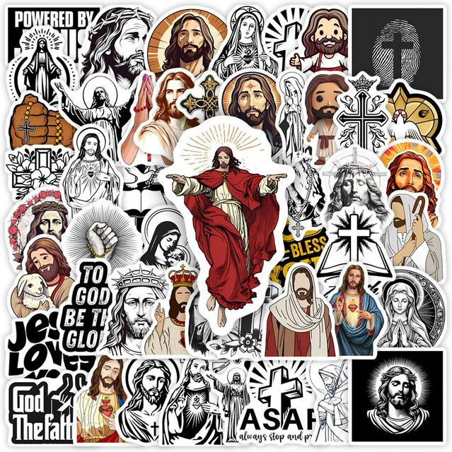 Wasserdichte christliche Aufkleber mit Jesus und Bibel Motiven von Binchi Outdoor Product für Laptop, Telefon und Flaschen, Mehrfarbig - Bild 1
