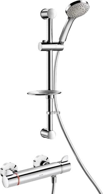 Delabie Duschsystem SECURITHERM H9741 STOP/CHECK mit Brausethermostat und Handbrause in Chrom - Bild 1