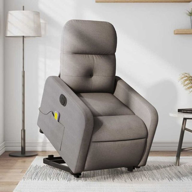 Elektrischer Massagesessel mit Aufstehhilfe von vidaxl in Taupe meliertem Stoff im modernen Design - Bild 1