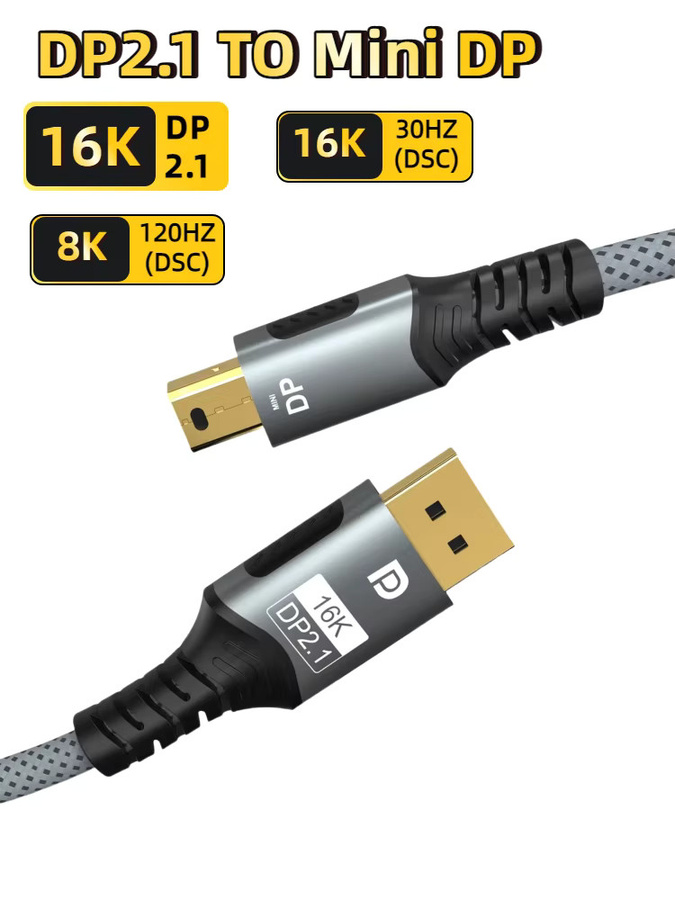 FDBOY Mini DisplayPort auf DisplayPort Kabel, bidirektionaler DP 2.1 Adapter für Gaming-Monitor und PC, Schwarz - Bild 5