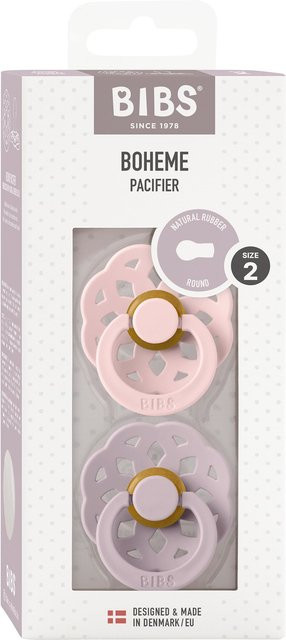 BIBS 2er-Pack Boheme Schnuller aus Latex in Pink und Purple für 6-18 Monate - Bild 1