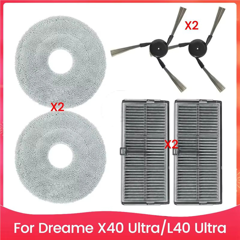 Dreame Zubehör-Set für X40 Ultra und L40 Ultra Roboter-Staubsauger mit Seitenbürsten, HEPA-Filtern und Mopptüchern in Blau - Bild 3