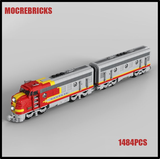MOCREBRICKS Moderne Elektrische Zuglokomotive, Baukasten, RC Eisenbahn-Motor mit Scheinwerfern - Bild 1