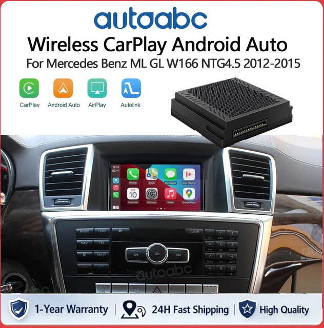 Becker Kabelloses CarPlay und Android Auto Interface für Mercedes Benz ML GL W166 NTG 4.5 in Schwarz mit Mirror Link und AirPlay sowie Navigationsfunktionen - Bild 1