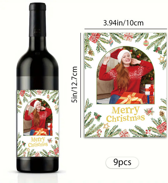 Personalisierte Weihnachts-Wein-Etiketten als wasserfeste Aufkleber für deine Partydekoration, Mehrfarbig - Bild 1