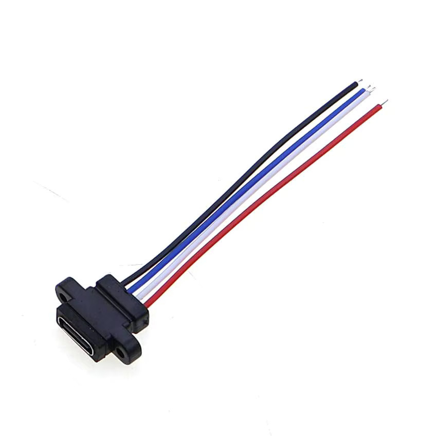 ChengHaoRan USB Typ-C Ladeanschluss Wasserdichte 2 4 Pin Lötanschluss Buchse Schwarz - Bild 3