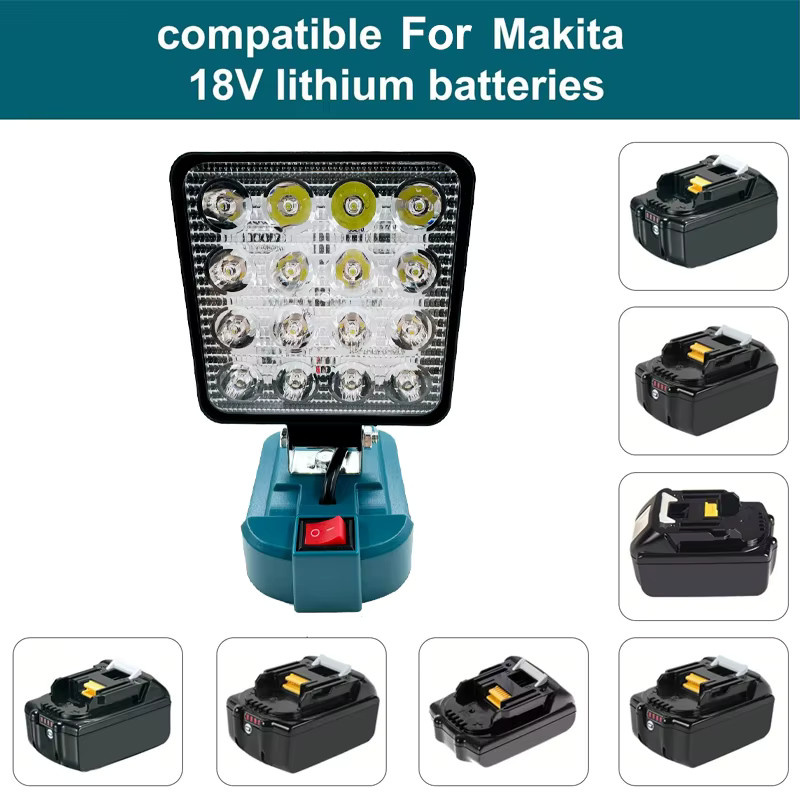 ZWINCKY LED-Akku-Taschenlampe für Makita 18 V, kabelloses LED-Flutlicht in Schwarz für Camping und Wandern - Bild 3