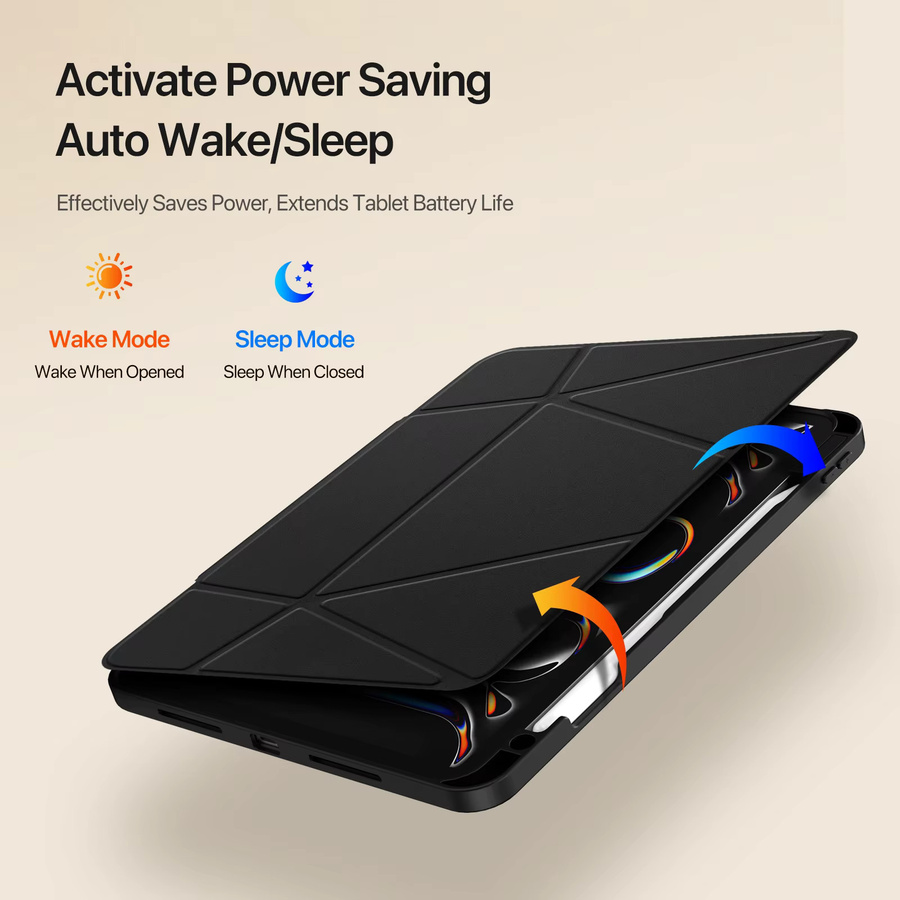 DUX DUCIS Schutzhülle für iPad Pro 13 2025, iPad Air 11 M4 und iPad 10/Air 5 mit Stifthalter, Auto-Wake/Sleep-Funktion und Multi-Winkel-Stützfunktion in Schwarz - Bild 5