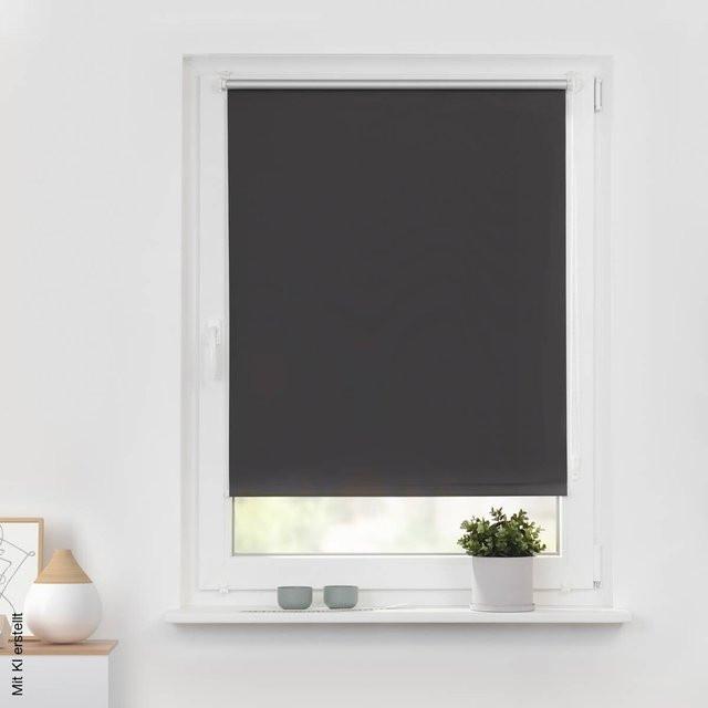 Lichtblick Thermo Klebe- und Klemmrollo Verdunkelungsrollo in Anthrazit Schwarz, Breite: 80 cm, Höhe: 150 cm - Bild 1