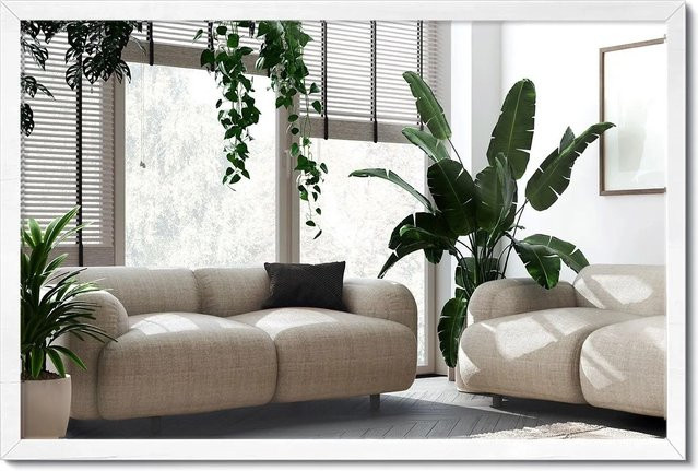 Wallfluent Rechteckiger Spiegel mit MDF-Holzrahmen in Weiß, Breite: 40 cm, Höhe: 60 cm - Bild 1