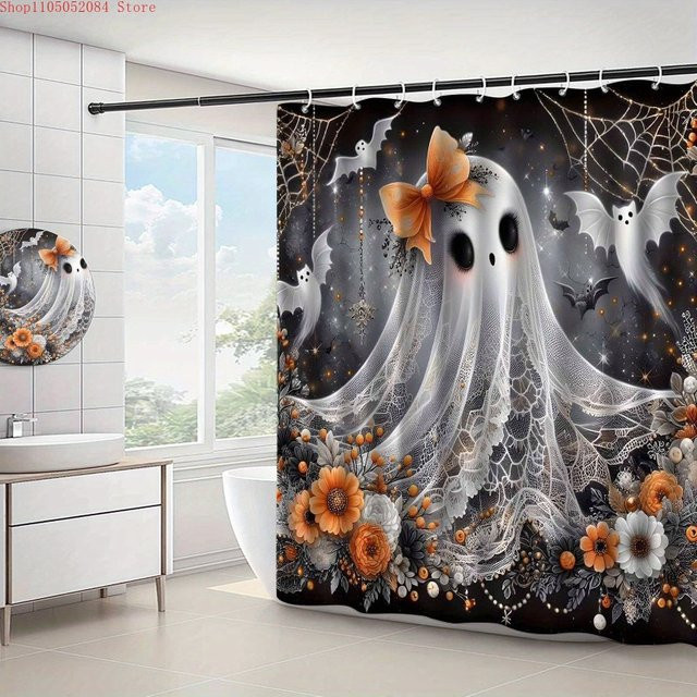 Wasserdichter und schimmelresistenter Duschvorhang von Potdemiel in Mehrfarbig, inklusive Haken, Höhe: 180 cm, Breite: 90 cm - Bild 1
