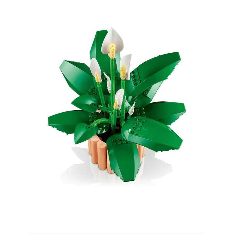 CZSAE MOC DIY Blumen-Bausatz Friedenslilie in Tiefer Saphir, botanische Dekoration für Erwachsene, 474 Teile, Grün/Weiß - Bild 2