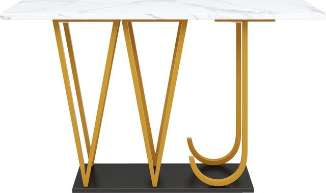 okwish Esstisch und Flurtisch mit Marmoroptik in Weiß, B/T: 120 x 30 cm - Bild 1