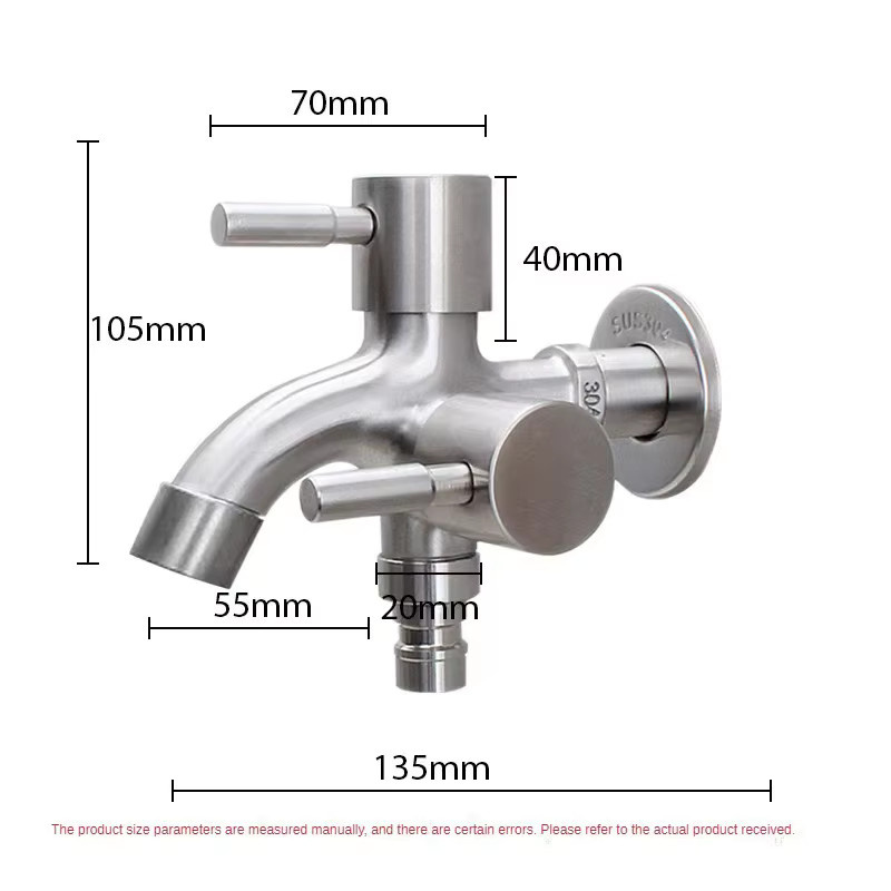 Multifunktionaler Waschwasserhahn mit Doppelauslass aus Edelstahl in Silber - Bild 4