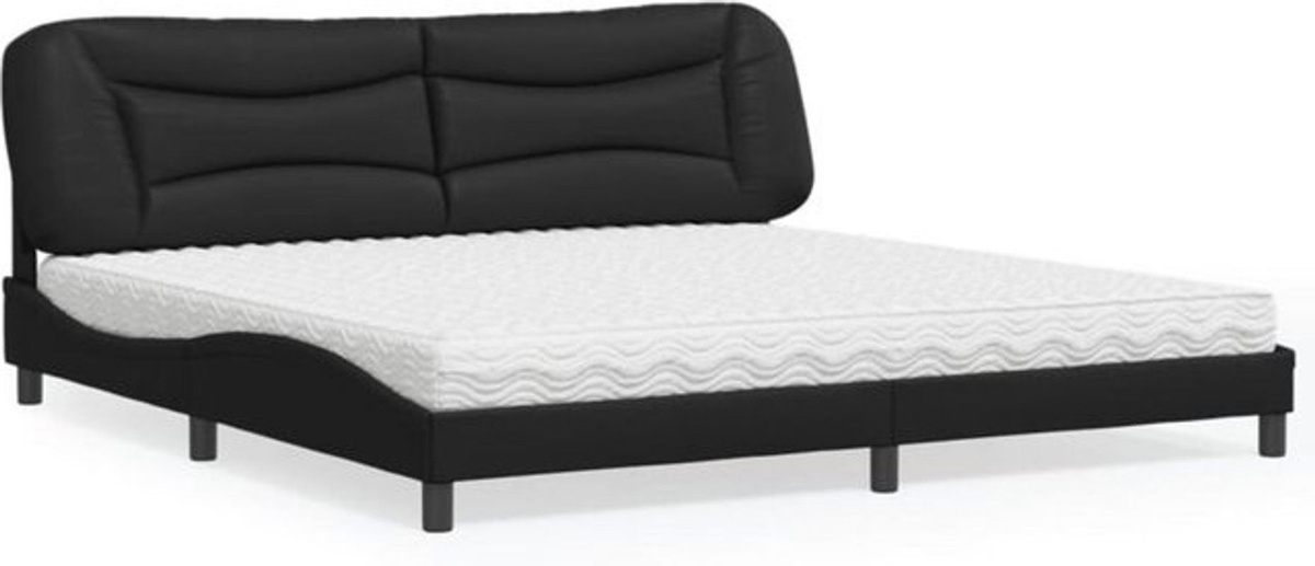 Vidaxl Polsterbett Hvar in Schwarz mit Matratze aus Kunstleder, B/T: 200 x 200 cm - Bild 1