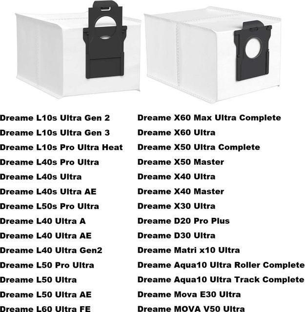 Dreame Staubbeutel in Weiß für L10s Ultra Gen 3, L40s Pro Ultra, L50s Pro Ultra, L40 Ultra A, X50 Ultra Complete und D20 Pro Plus Roboterstaubsauger - Bild 1