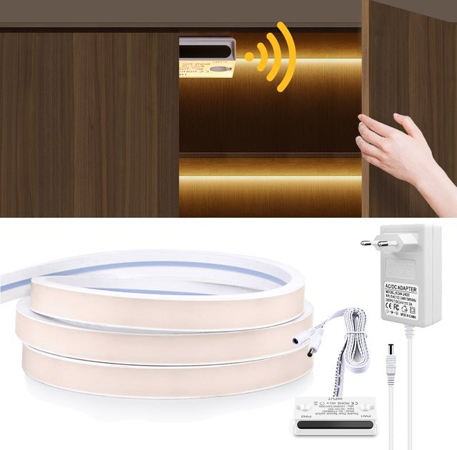Lcamaw COB Neon LED Unterbauleuchte mit Bewegungssensor DC24V für Schrank, Küche und Kleiderschrank - Bild 1