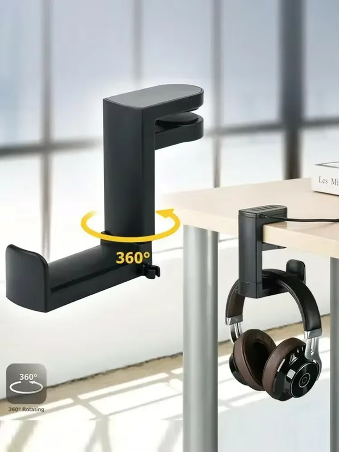 Muzisn 360 Grad drehbarer und verstellbarer Tischclip mit Haken für Gaming-Kopfhörer in Pink oder Schwarz - Bild 7