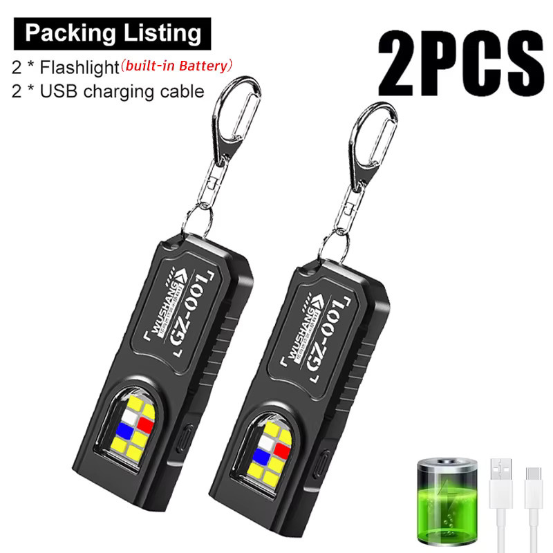 XIWANGFIRE Tragbare COB-LED-Taschenlampe mit Magnet und USB-Aufladung, Mini-Schlüsselanhänger in Schwarz - Bild 5