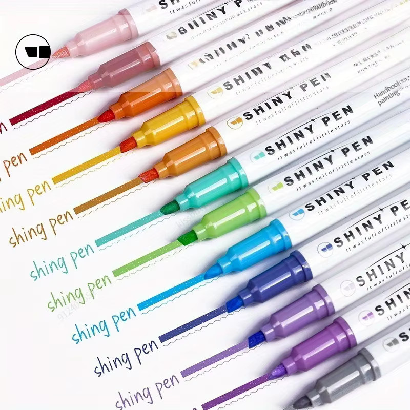 4-teiliges Glitzer-Textmarker-Set in Pastellfarben mit feiner Spitze für Schule und Scrapbooking, Mehrfarbig - Bild 2
