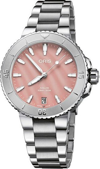 Oris Taucheruhr Aquis Date, Automatik, Edelstahl, Blush Pink, 36.5 mm, Unisex - Bild 1