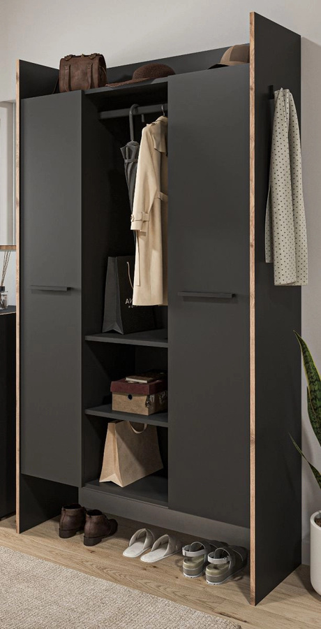 Inn.Furn Garderobe Salud in Grau und Nox Eiche, B/H: 105 x 189 cm - Bild 1