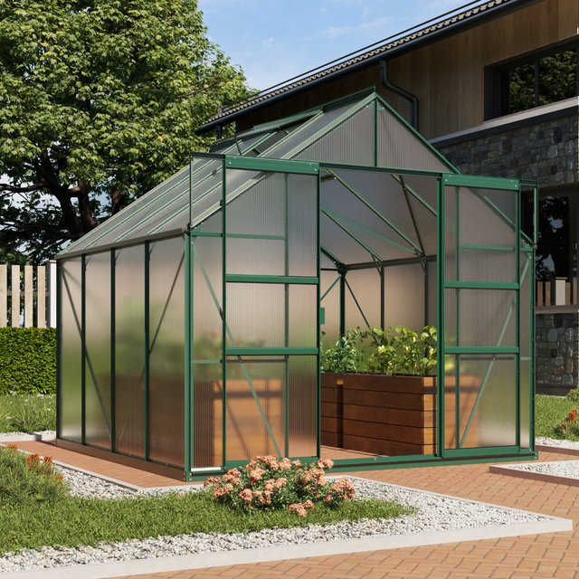 Vitavia Gewächshaus Mars 6700 in Smaragdgrün mit 6,7 m² Fläche, Polycarbonat-Platten und Doppelschiebetür - Bild 1