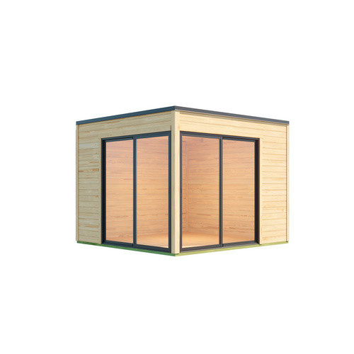 Blockbohlenhaus Lasita Palermo Gartenhaus mit Flachdach naturbelassen braun B/H/T: 300 x 239,4 x 300 cm - Bild 2