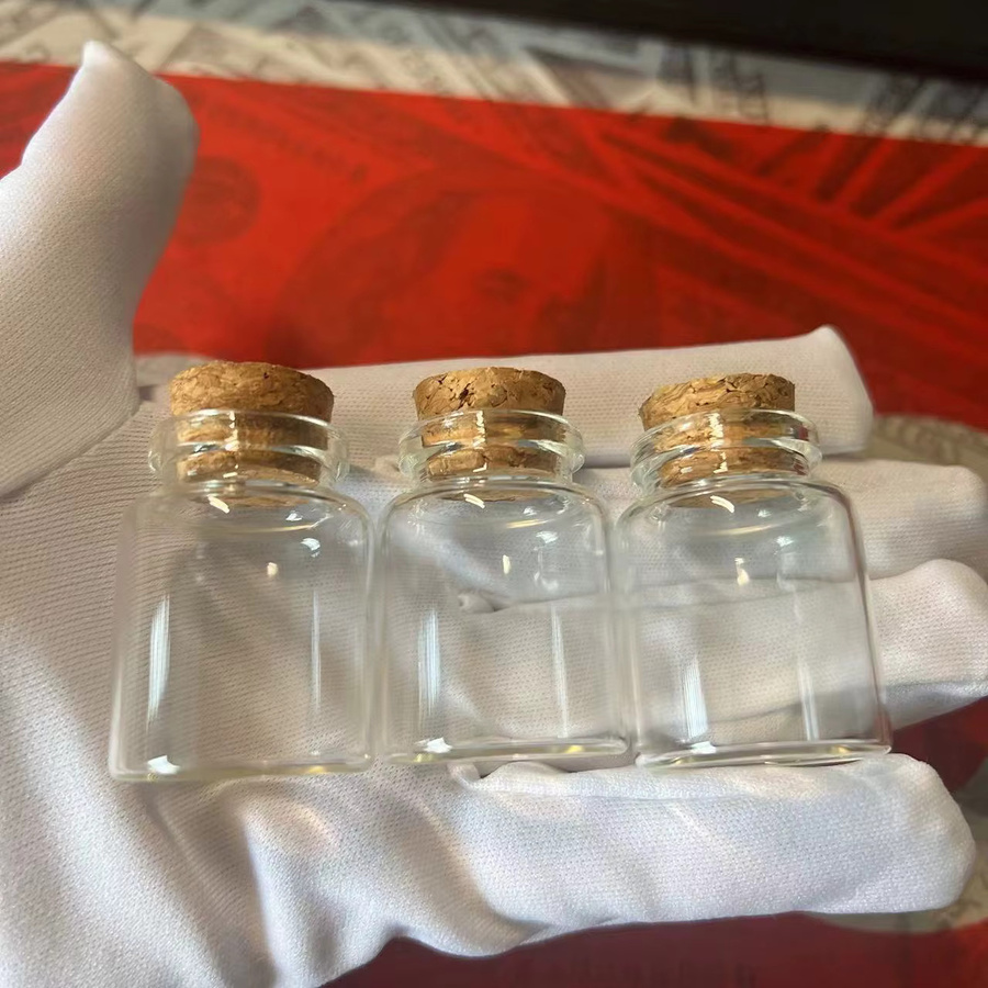LYGIL Mini-Glasflaschen mit Schnappverschluss und Korkstopfen, transparent, 15 ml, B/H: 3 x 4 cm - Bild 5
