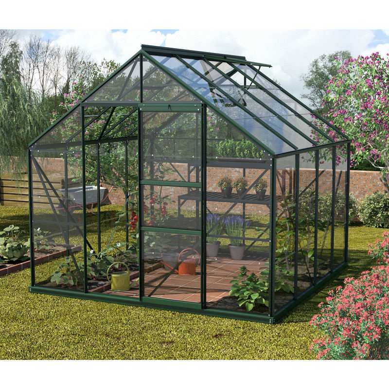 Vitavia Gewächshaus Merkur 6700 in Smaragdgrün mit ESG-Glas und Schiebetür, 6,7 m² - Bild 4