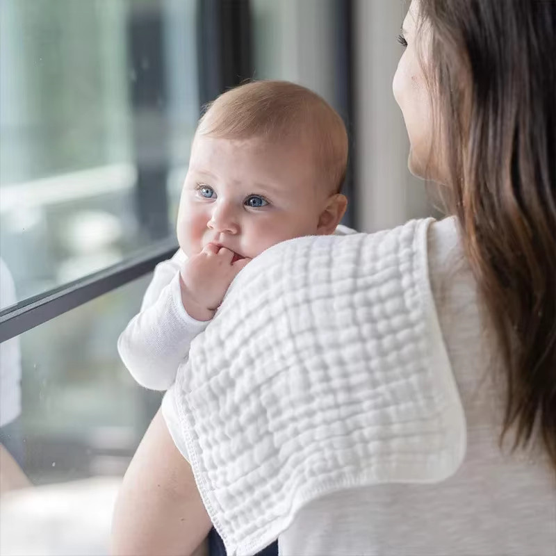 Baby-Musselin-Spucktücher aus 6-lagiger Baumwolle in Weiß, saugfähige Waschlappen und Gaze-Handtücher zum Füttern - Bild 4