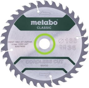 Metabo Sägeblatt cordless cut wood classic für Kreissägen, Farbe: Silber, Durchmesser: 165 mm - Bild 1