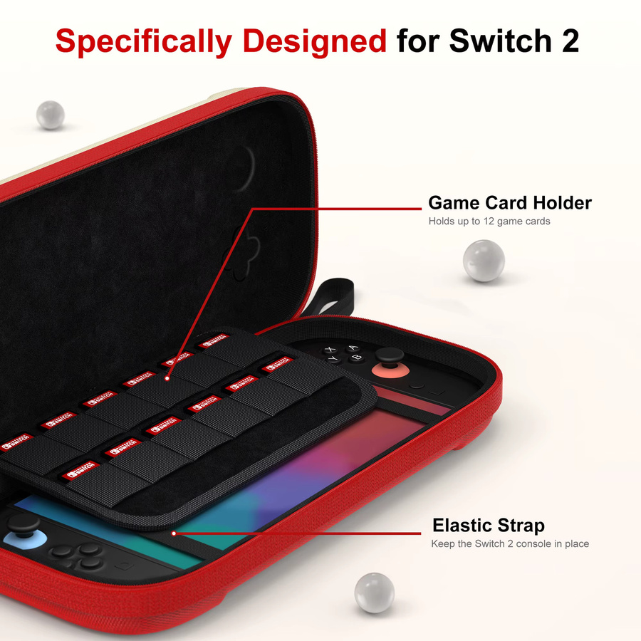 DEVASO Hartschalen-Tragetasche für Nintendo Switch 2 in Grau mit 12 Spielkartenfächern - Bild 4