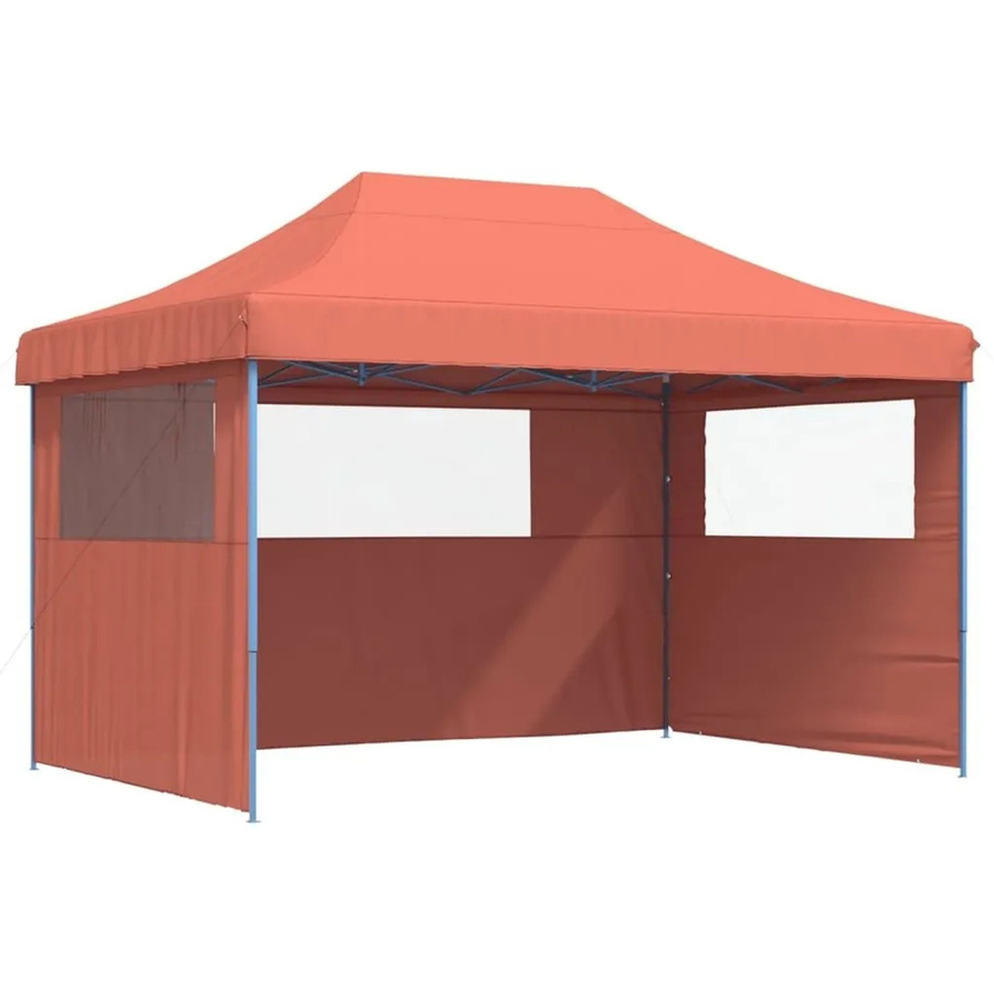 vidaXL Partyzelt Faltbar Pop-Up mit 3 Seitenteilen und transparenten Fenstern in Terrakotta, B: 315 cm, T: 279 cm, H: 279 cm - Bild 2