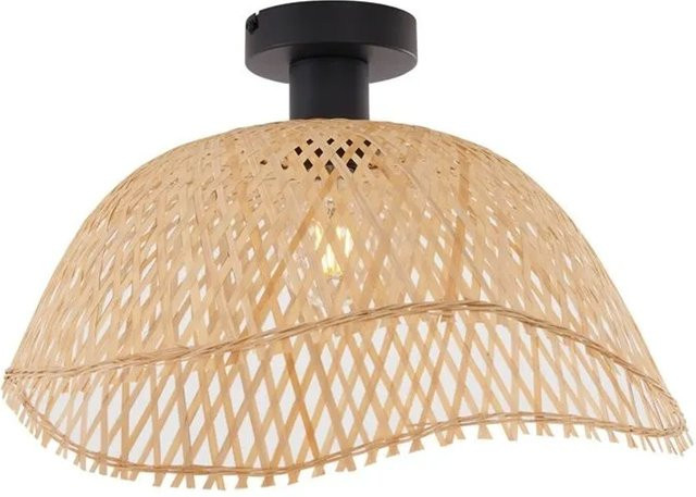 QAZQA Alka Art-Deco-Deckenleuchte aus Naturbambus in Schwarz mit organischer Form, Durchmesser: 40 cm - Bild 1