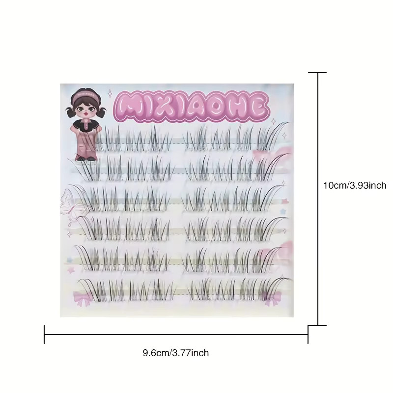 Mixiaohe Fuchs-Wimpern, 48 Cluster, D-Curl, Selbstklebend, Natürlich - Bild 2