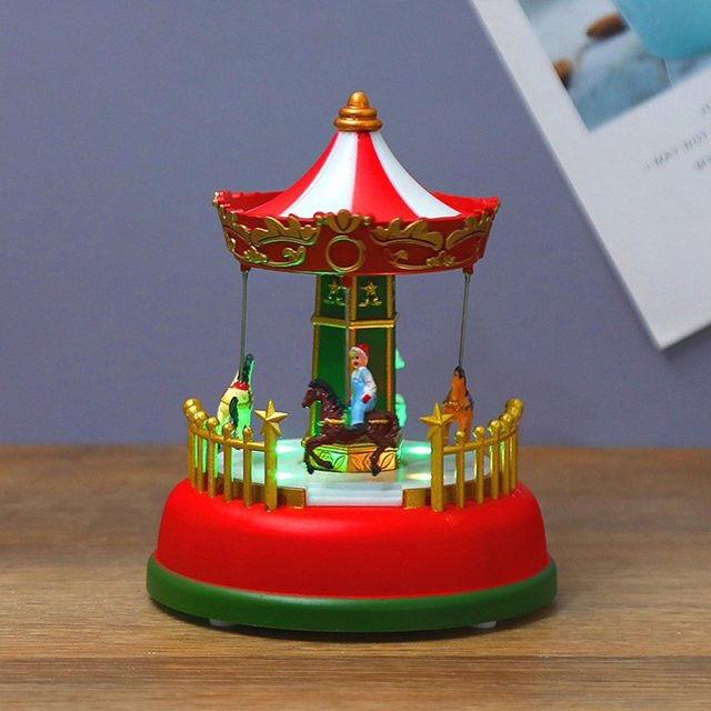 Beleuchtetes Weihnachtskarussell mit Musik und Riesenrad von Yiran Furniture in Braun und Multicolour - Bild 1