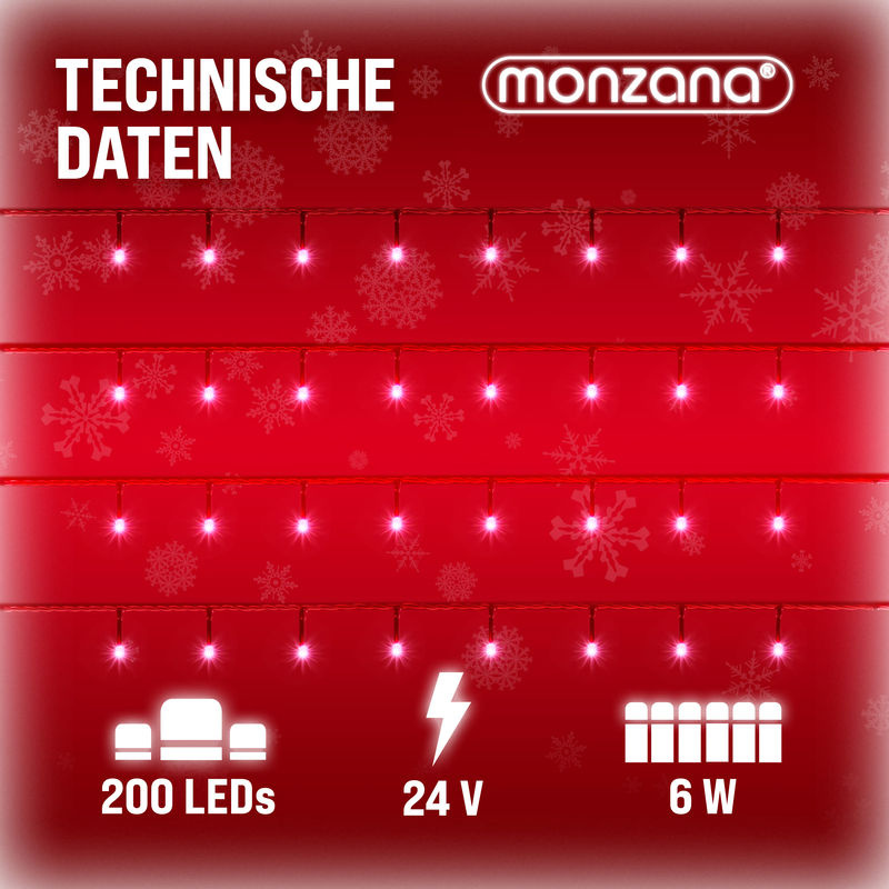 Monzana LED Weihnachts-Lichterkette in Weiß mit 20 m Länge und IP44 Schutzart - Bild 4