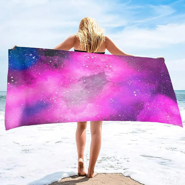 Sandfreies Reise-Strandtuch von JMG Household Supplies in Rosa Himmel, schnelltrocknend und saugfähig, B/H: 180 x 90 cm - Bild 1