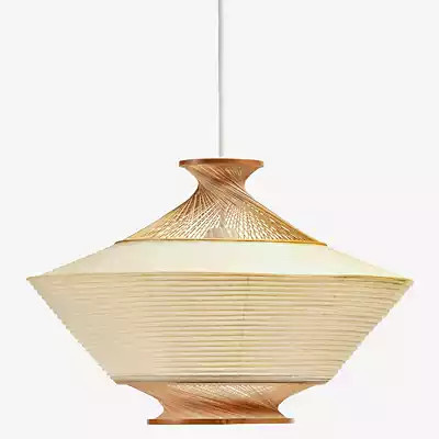Motarasu Ron Pendelleuchte in Beige aus Bambus und Holz im modernen organischen Design - Bild 1