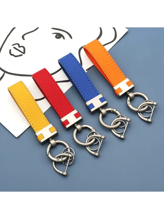 SAISLERWELL Schlüsselanhänger, Leder, Litschi-Muster, Unisex - Bild 3