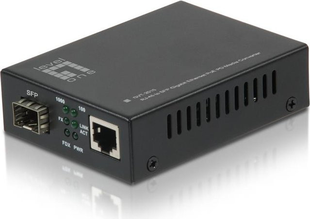 LevelOne GVT-2010 Medienkonverter in Schwarz mit Ethernet, Fast Ethernet, RJ-45 und SFP (mini-GBIC) - Bild 1