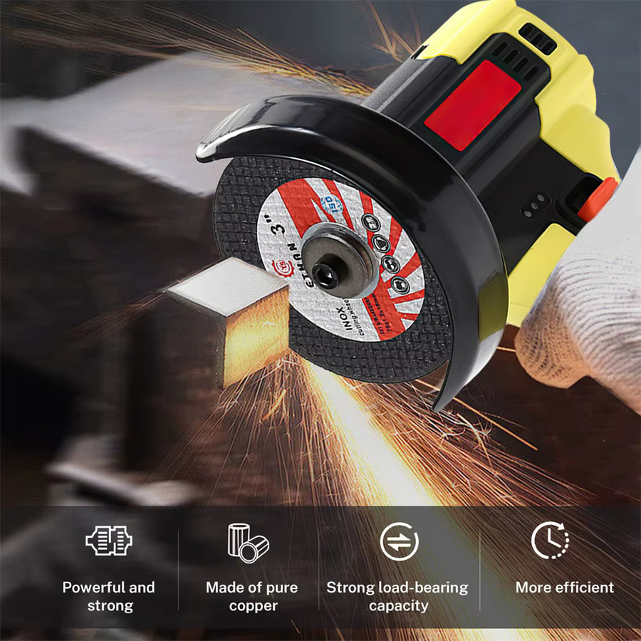 OWJHE Mini Winkelschleifer 550W Akku wiederaufladbare elektrische Handschleifmaschine und Poliermaschine in Blau und Gelb - Bild 3