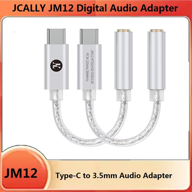 JCALLY JM12 Digitaler Audio-Adapter Typ C auf 3,5 mm Kopfhörerverstärker mit DAC-Chip 32 Bit/384 kHz DSD128 in Silber - Bild 1