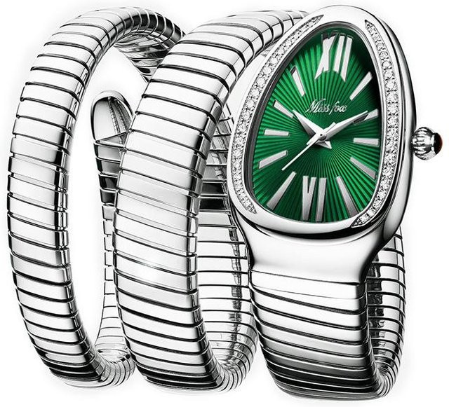 Missfox Armbanduhr, Schlange, Edelstahl, Quarz, Silber, Damen - Bild 1