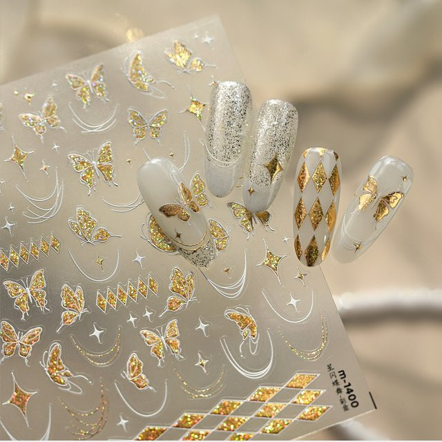 Rhstoe Nagelsticker Gold, Schmetterling Stern Mond - Bild 1