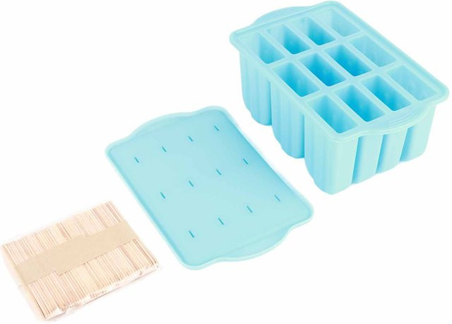 CosyHome Faltbare Eisform aus Silikon mit Deckel, 12 Fächer, Blau - Bild 1