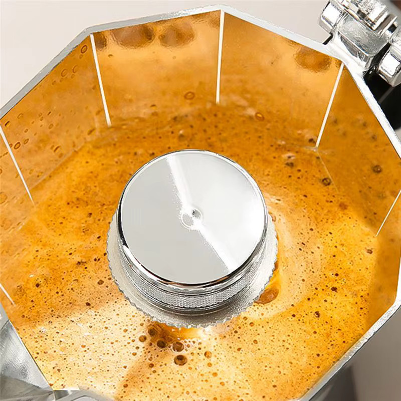 ABNH Moka Topf aus Aluminium im europäischen Stil, Kaffeemaschine für Latte und Tee, Silber, 150 ml - Bild 4